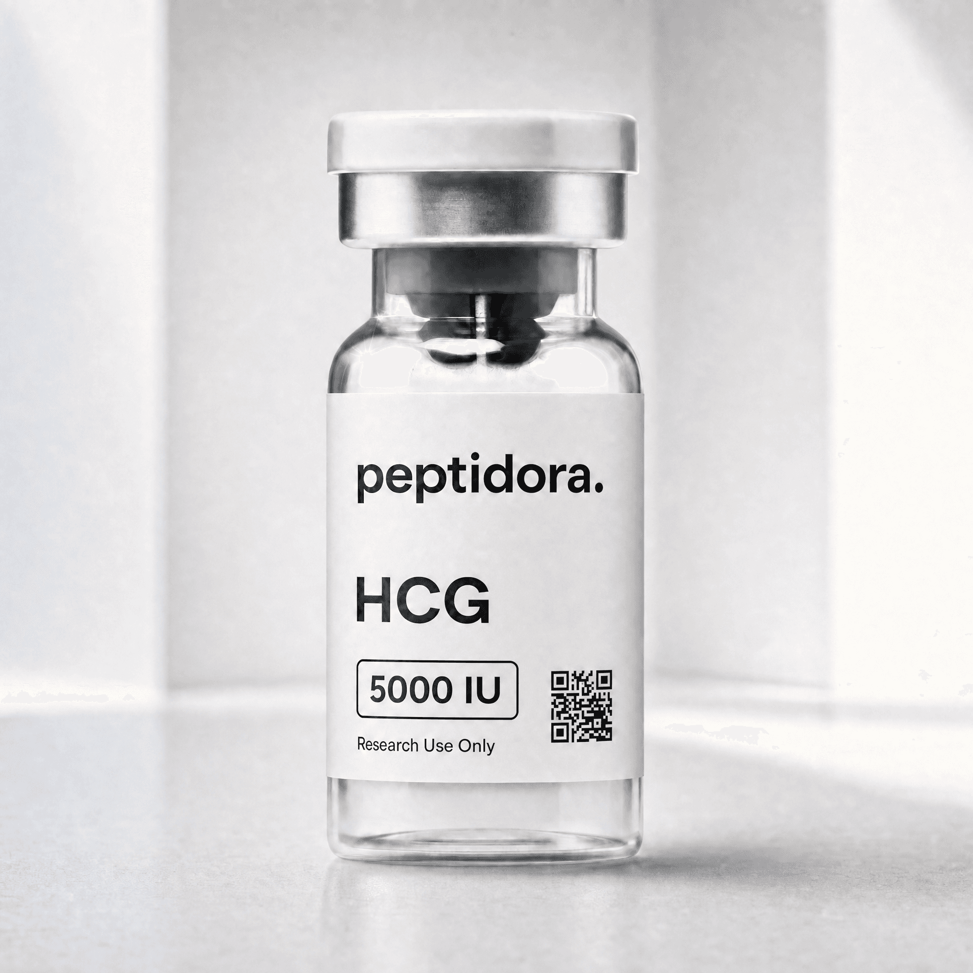 HCG, 5000 IU. Fotografía original del vial PEPTIDORA.