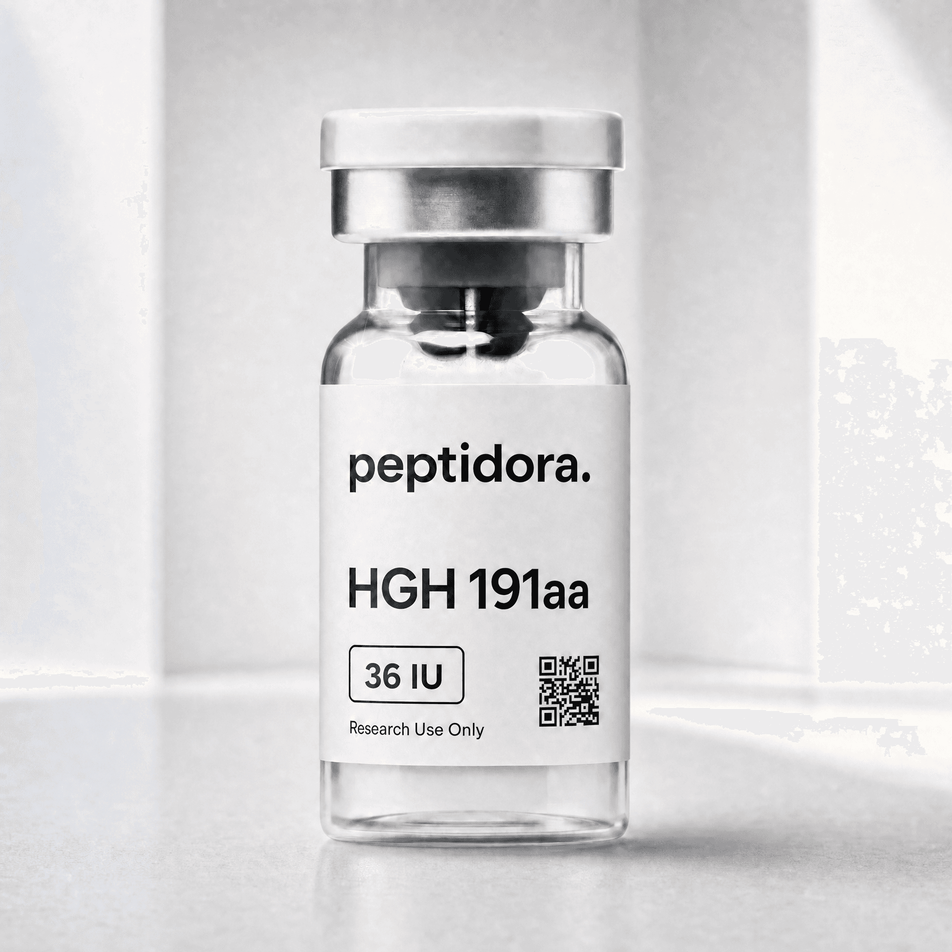 HGH 191aa, 36 IU. Fotografía original del vial PEPTIDORA.