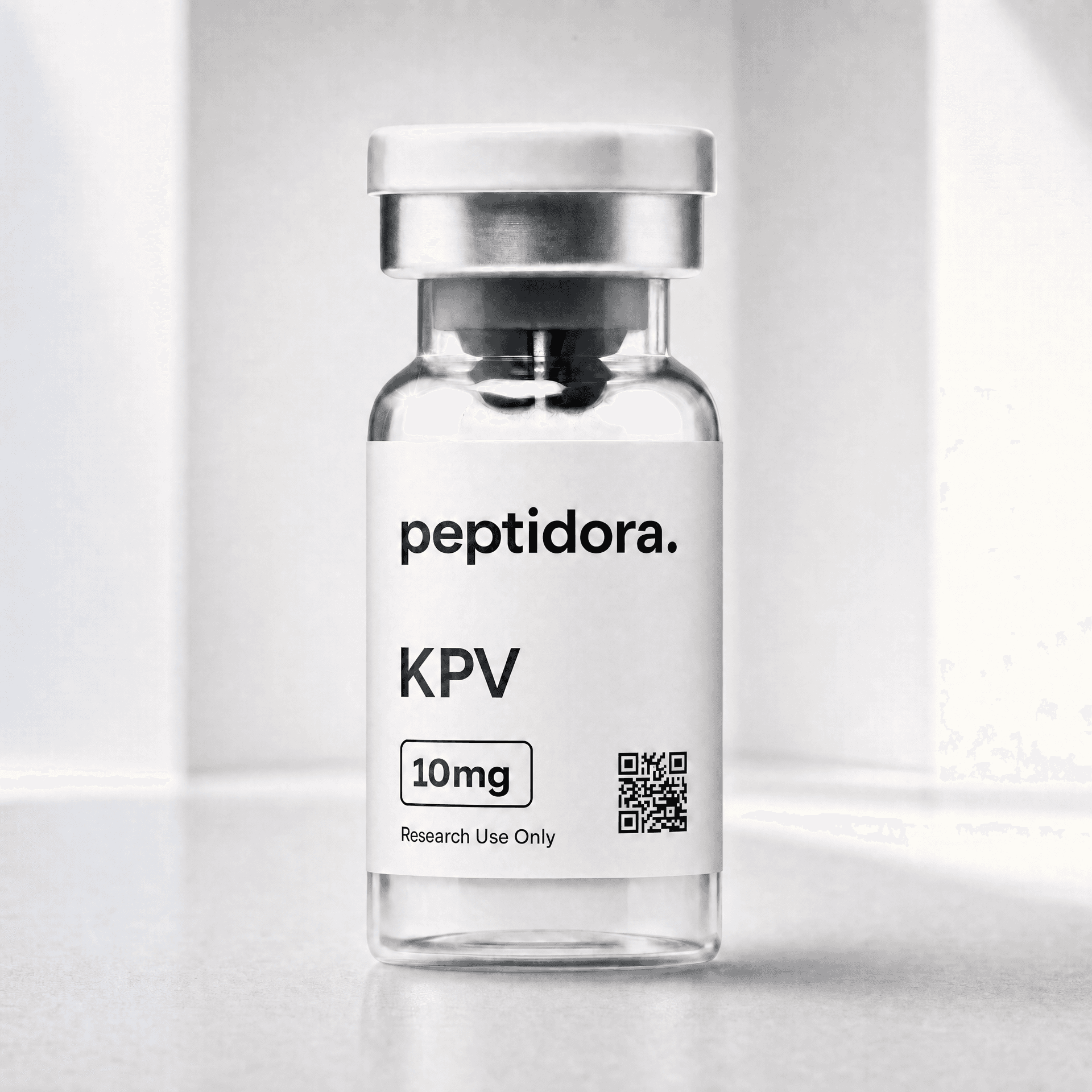 KPV, 10 mg. Fotografía original del vial PEPTIDORA.