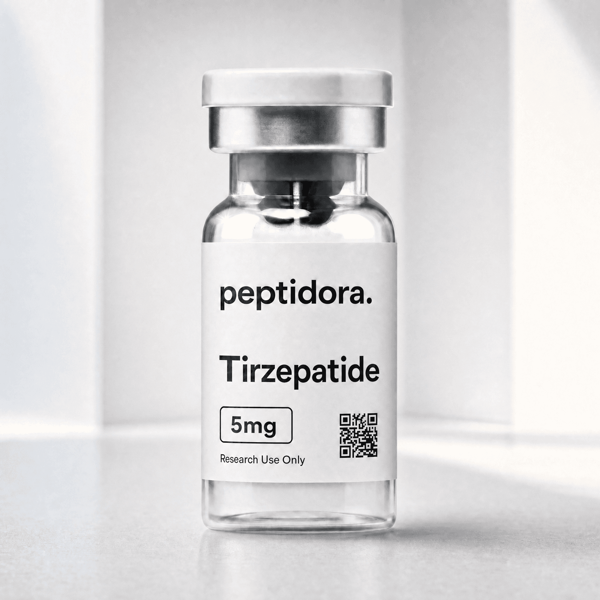 GLP-2 (TIR), 5 mg. Fotografía original del vial PEPTIDORA.