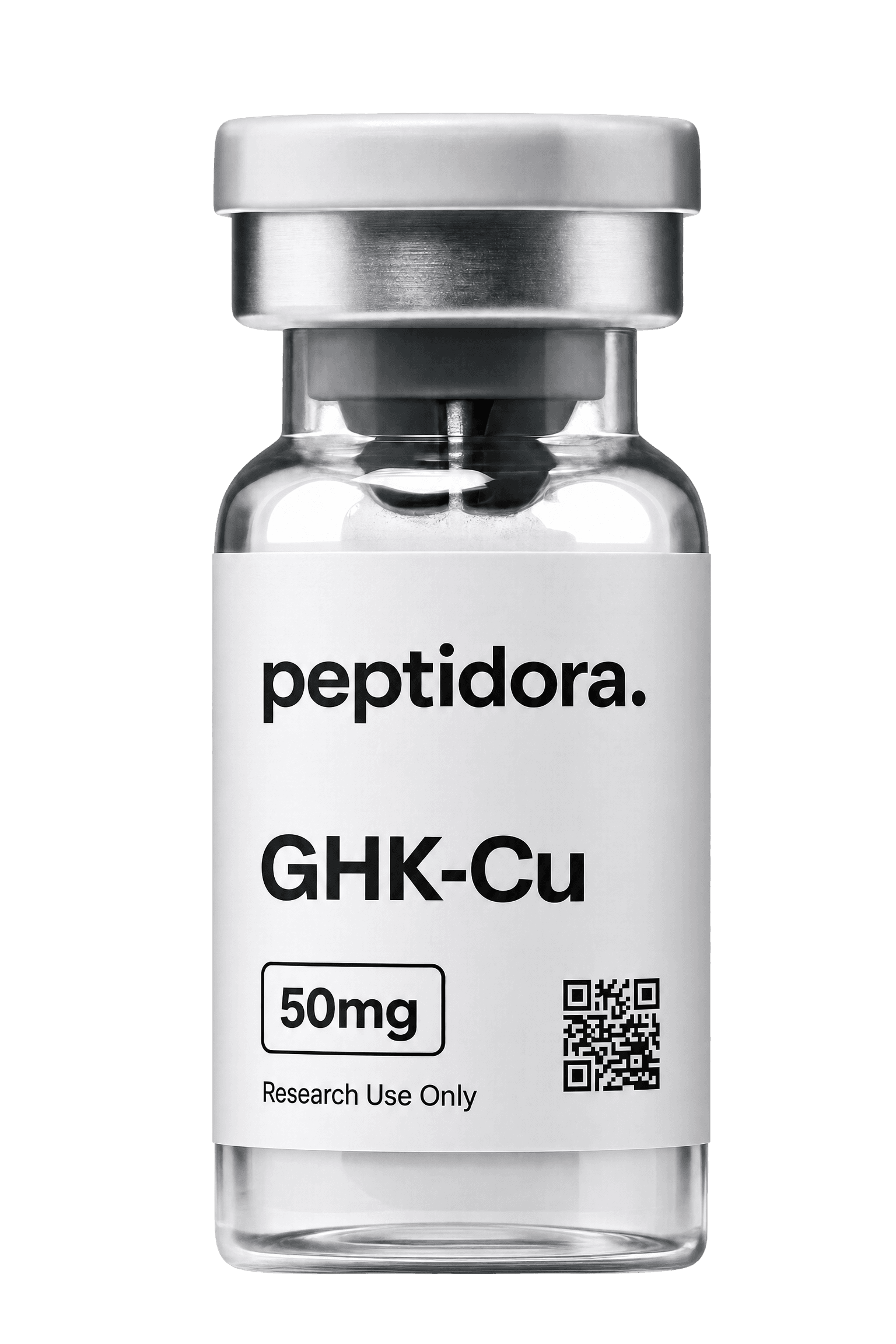 GHK-Cu, 50 mg. Vial PEPTIDORA completo.