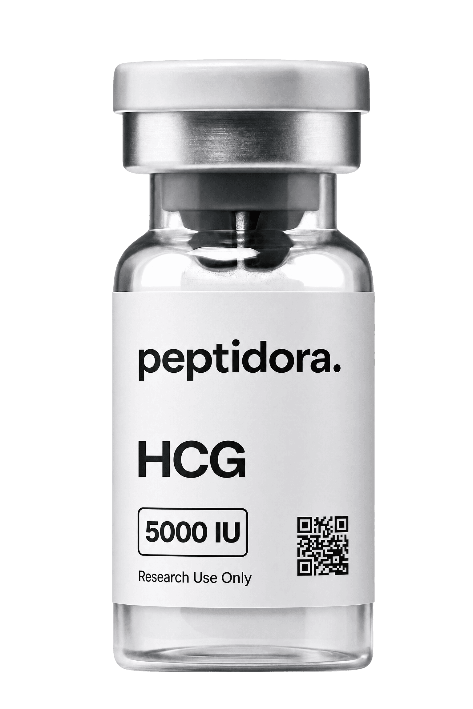HCG, 5000 IU. Vial PEPTIDORA completo.