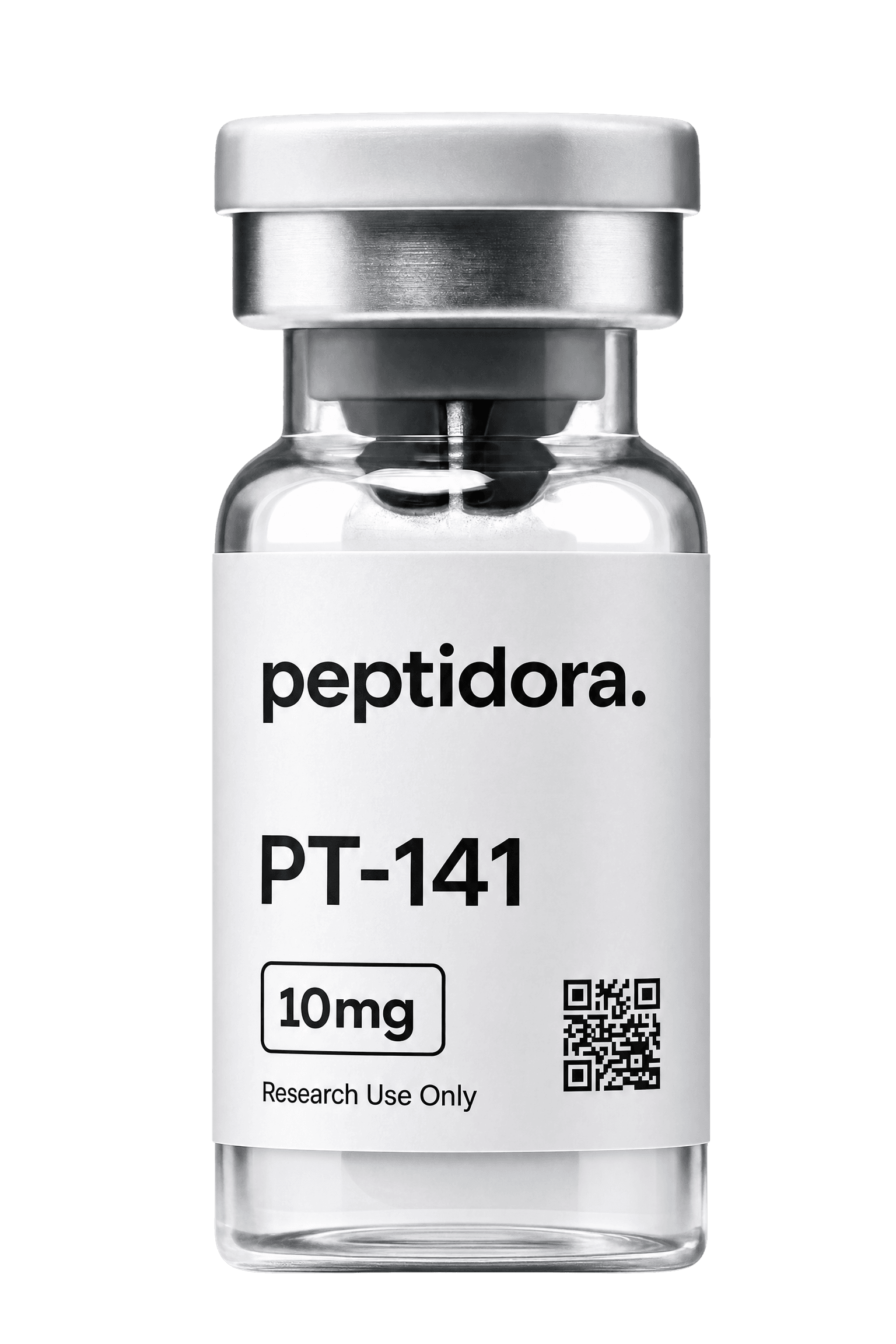 PT-141, 10 mg. Vial PEPTIDORA completo.