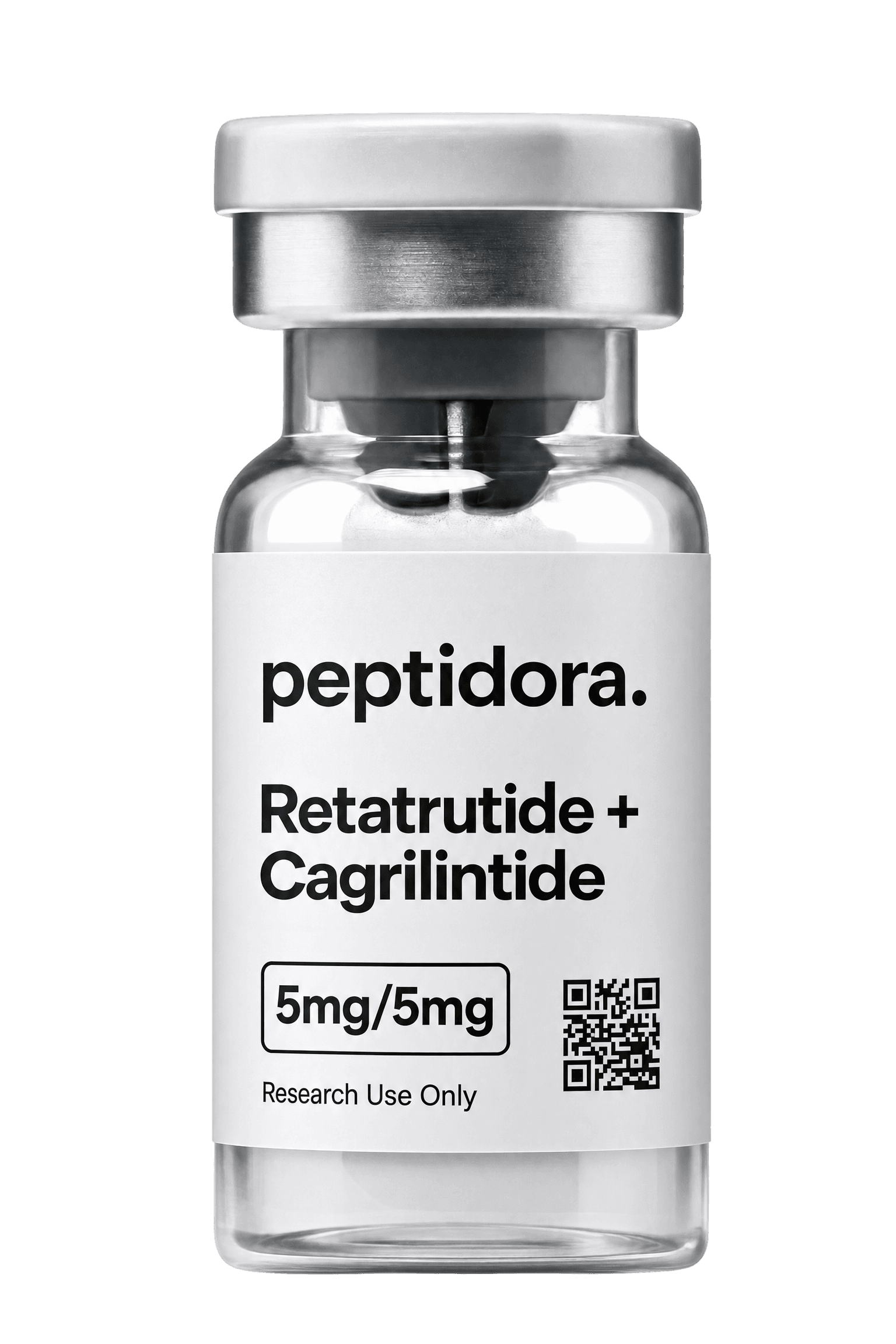 Retatrutide + Cagrilintide, 5 mg + 5 mg. Vial PEPTIDORA completo.