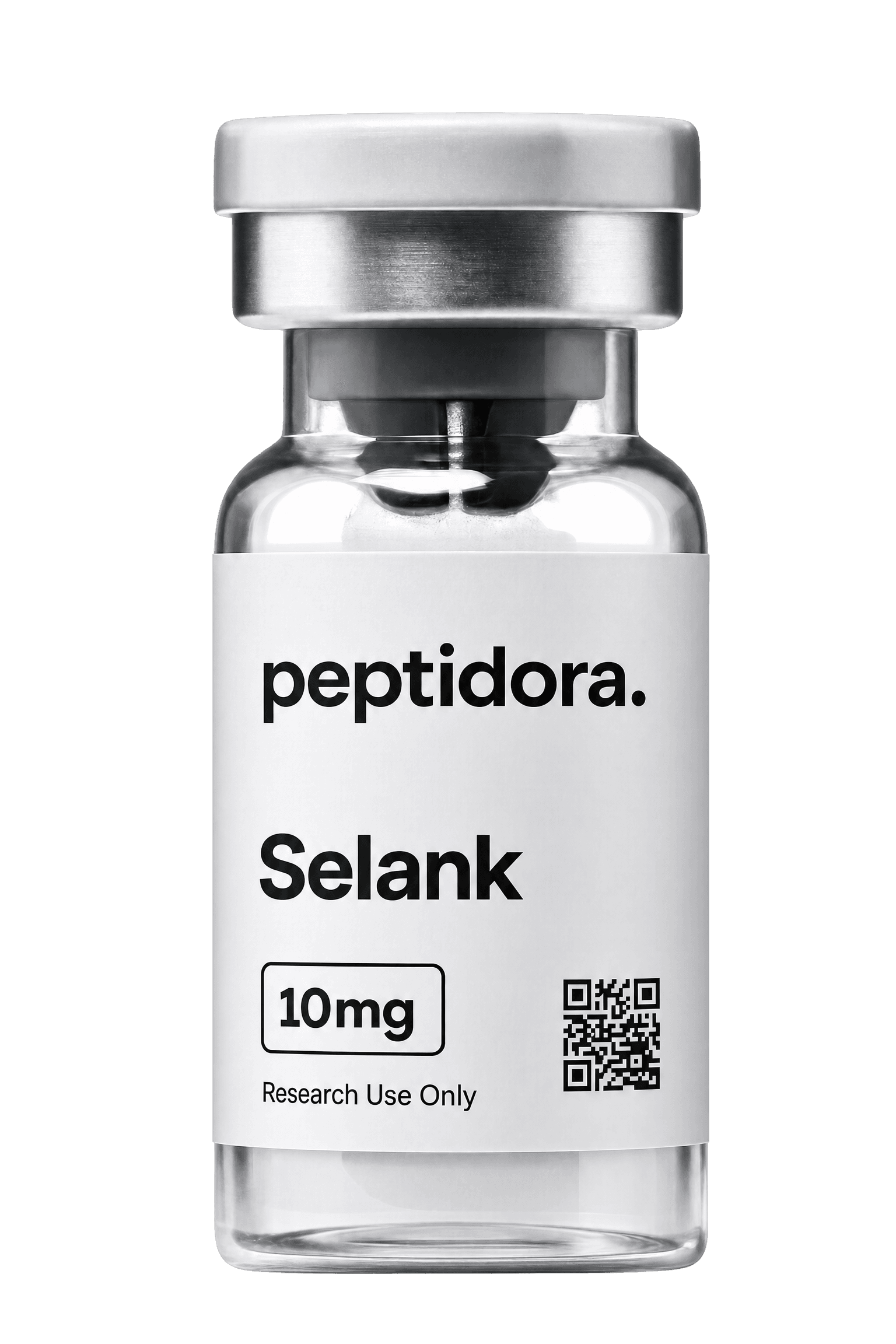 Selank, 10 mg. Vial PEPTIDORA completo.