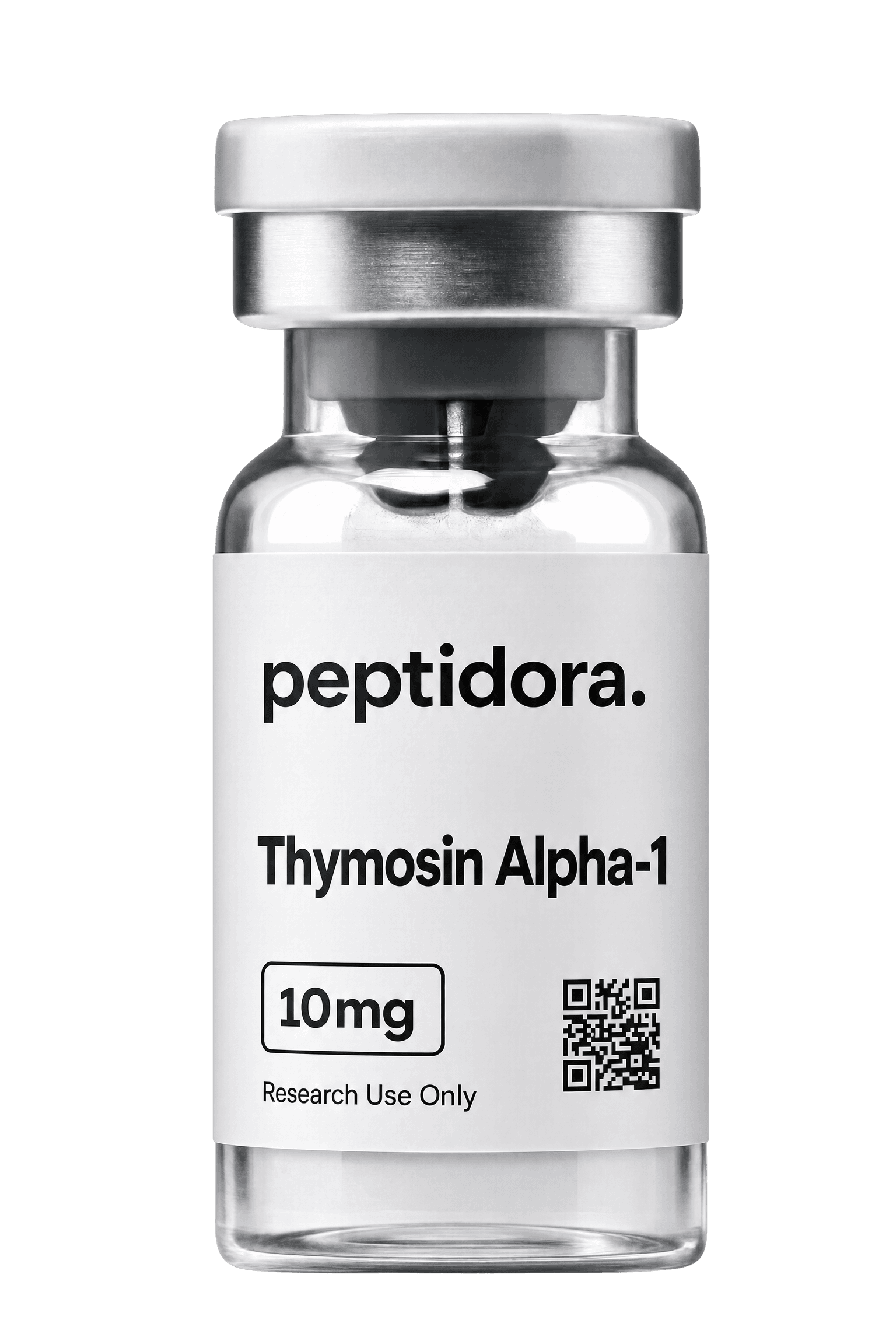 Thymosin Alpha-1, 10 mg. Vial PEPTIDORA completo.